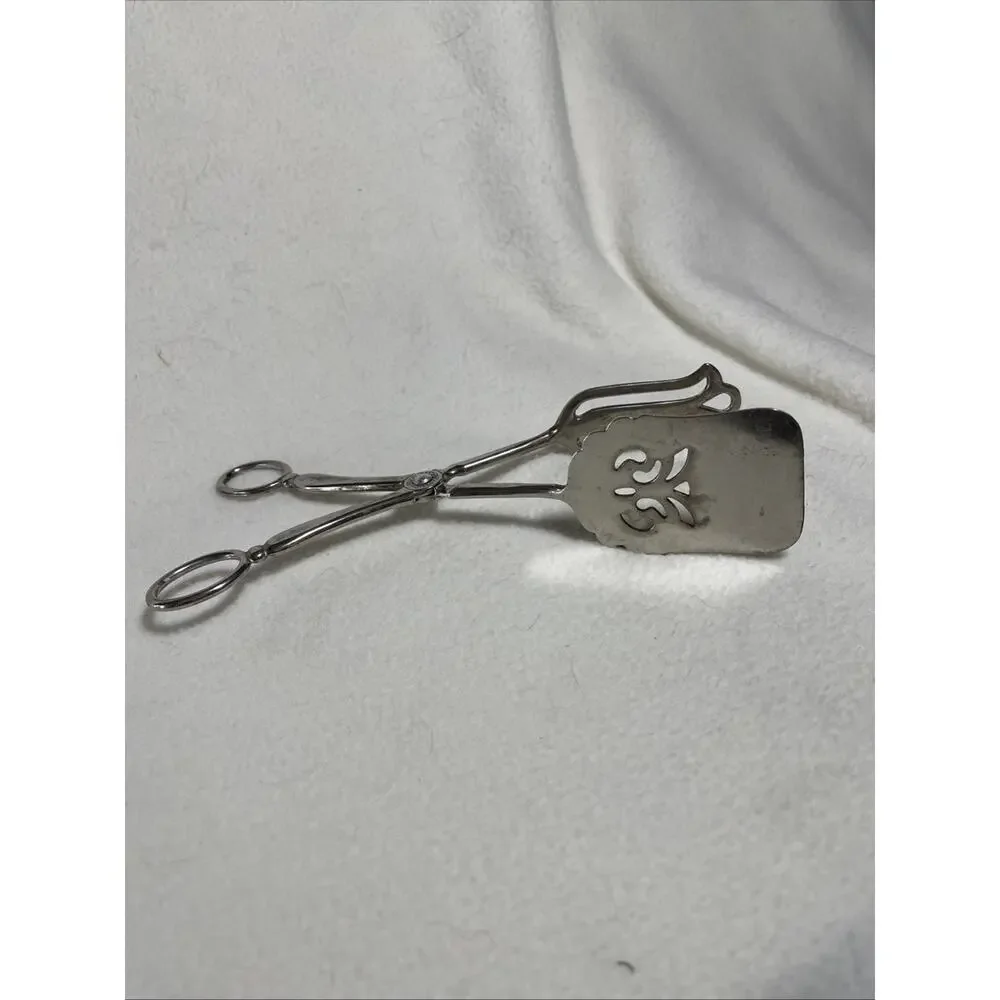 Vintage Leonard Silver Plated Serving Tongs Made In Italy